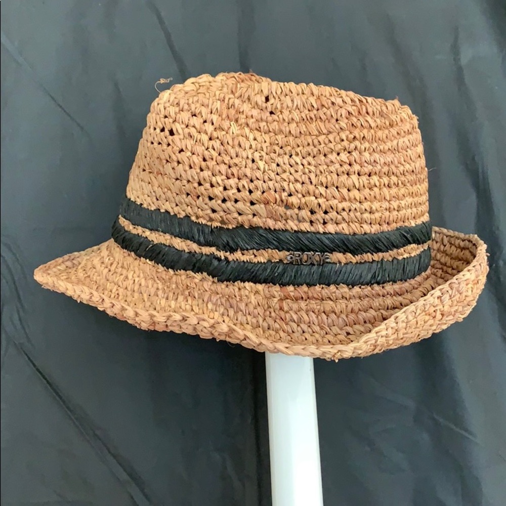 Roxy 100% straw fedora women’s hat tan / black